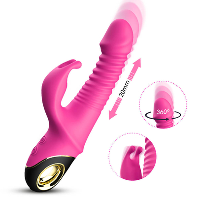 Magnetic Charging Rabbit Dildo เครื่องสั่นแบบหมุนขนาดใหญ่ Penis Thrusting