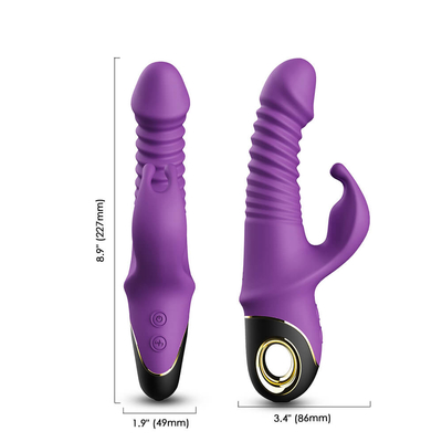 Magnetic Charging Rabbit Dildo เครื่องสั่นแบบหมุนขนาดใหญ่ Penis Thrusting