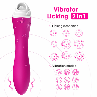 Dildo Vibrator Tongue Licker Stimulator, เครื่องนวดกระตุ้นช่องคลอดแบบกันน้ำ