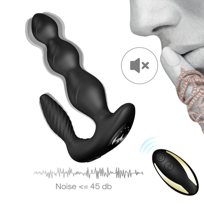9 Speed ​​Vibrating Anal Butt Plug สามมอเตอร์ Perineum Stimulator Wireless Remote
