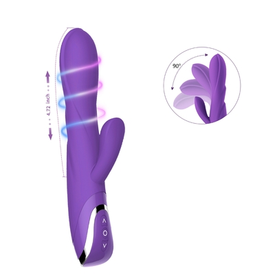 Dildo สั่นกระต่ายคู่ 80 นาทีพร้อม Clit Vibrator Love Toy For Lady 213 * 64 * 38 มม