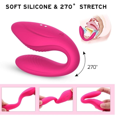 รูปตัว C สวมใส่ G Spot Vibrator ของเล่นทางเพศรีโมทคอนโทรลไร้สายคู่ Clit Vibrator