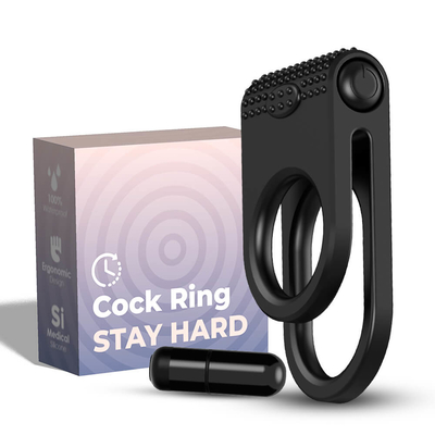 ของเล่นทางเพศสำหรับผู้ชาย 85x42x38mm Cock Penis Ring ซิลิโคน กระสุน Vibrating Time Lapse