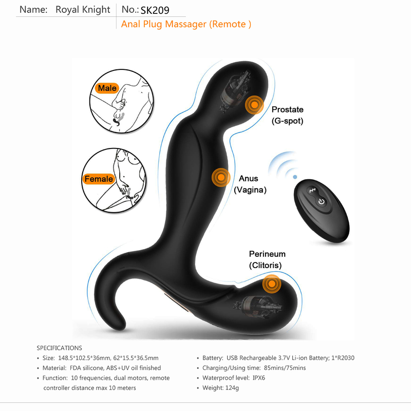ODM OEM 80 นาทีรีโมทคอนโทรลของเล่นสำหรับผู้ใหญ่ Prostate Anal Vibrator Li Ion Battery